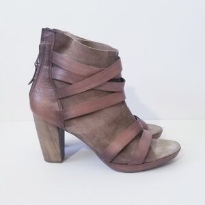 MJUS Leather Open Toe Cross Strap Bootie Size 41